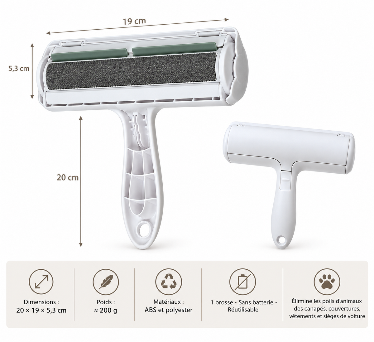 Brosse anti-poils réutilisable