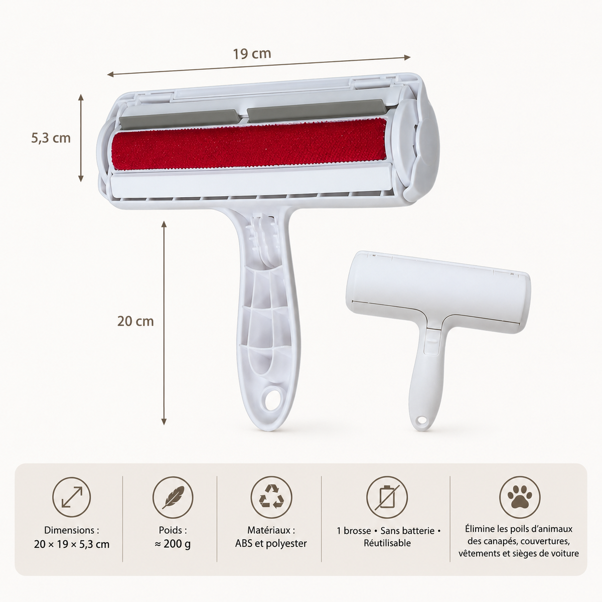 Brosse anti-poils réutilisable